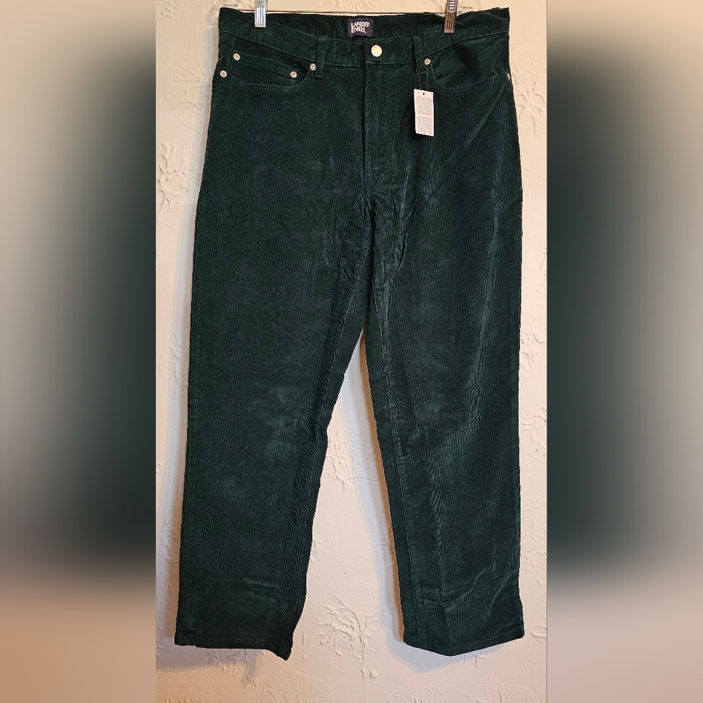 NWT 32x28 Lands' End Slim Stretch Corduroy Pant Deep Balsam Mens